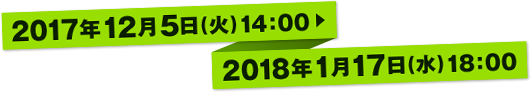 2017年12月5日（火）14:00 ～ 2018年1月17日（水）18:00